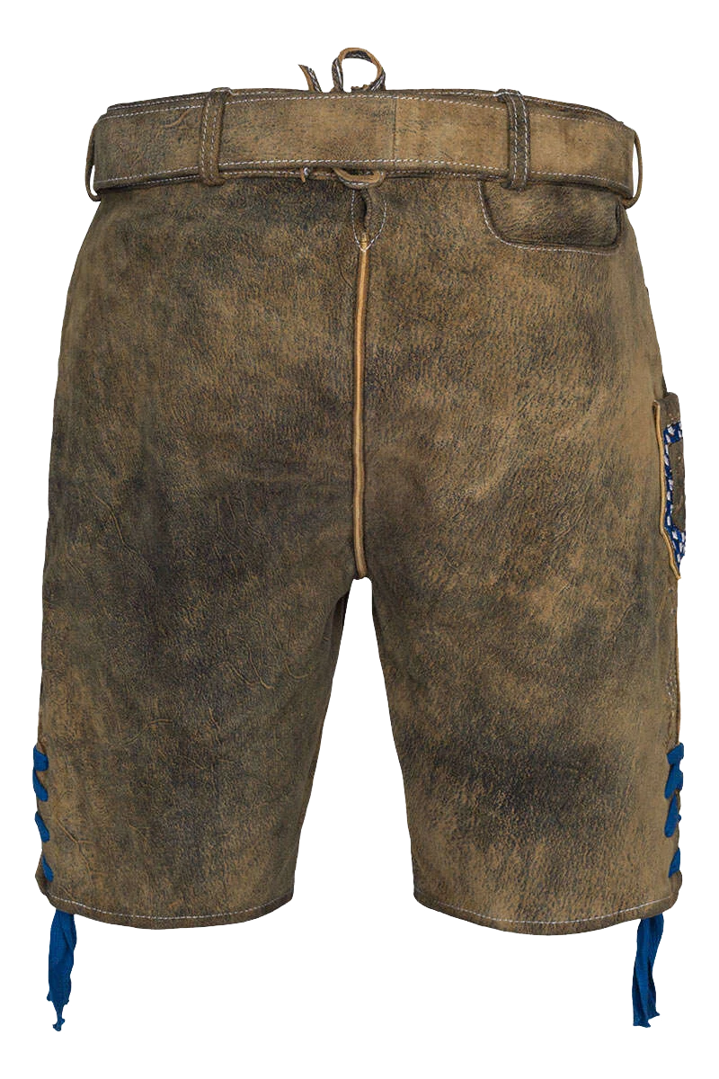 Herren Trachtenlederhose Bayernwappen kurz bestickt