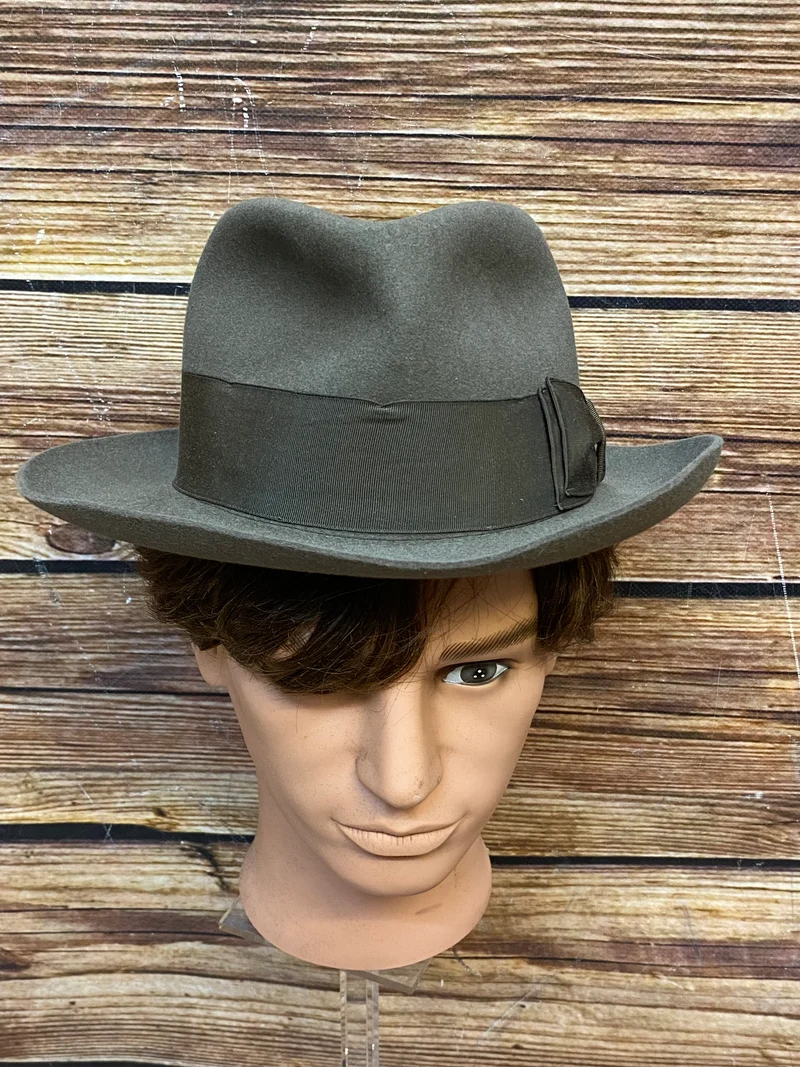 Fedora Vintage Herren Hut Stanton Gr.56 olivegrün