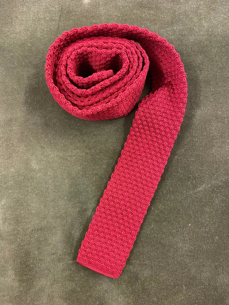 Vintage Strickkrawatte Rot – Schmale Herren Krawatte Made in Germany