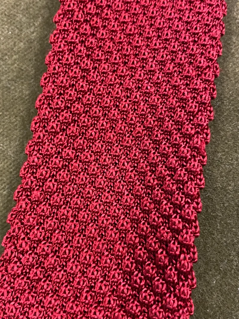 1970er Vintage Strickkrawatte Rot – schmale Herren Krawatte Made in Germany