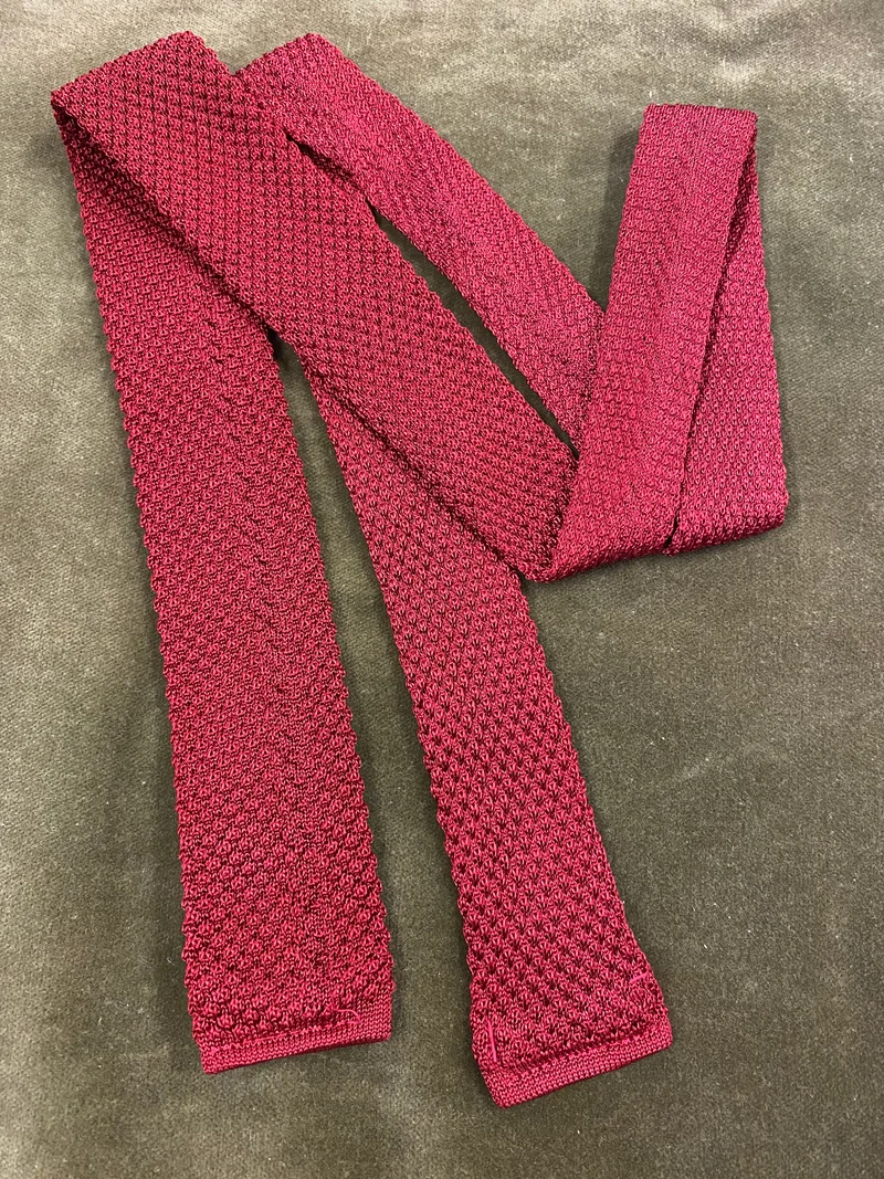 1970er Vintage Strickkrawatte Rot – schmale Herren Krawatte Made in Germany