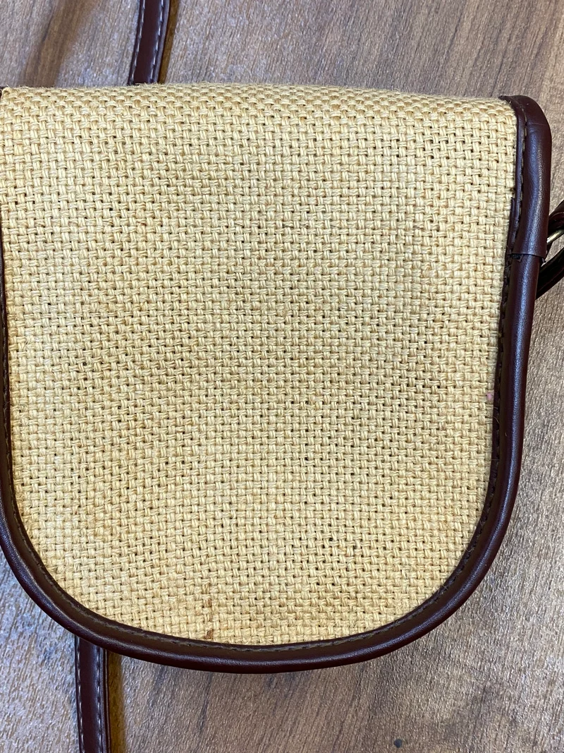 Vintage Dirndl-Handtasche Natur Braun mit Edelweiß