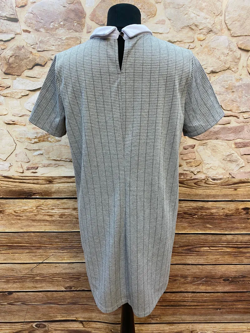 Swingkleid 60er Jahre Stil grau weiß Gr.44, Vintage