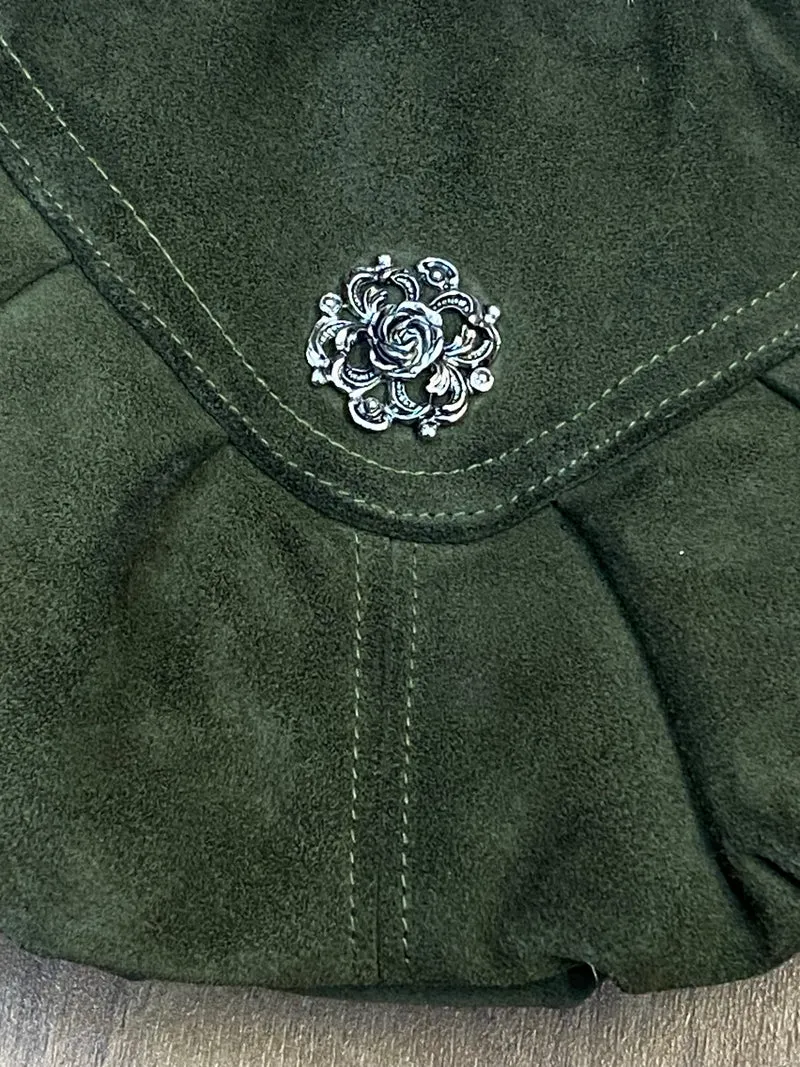 Dunkelgrüne Trachten Handtasche Vintage Damen