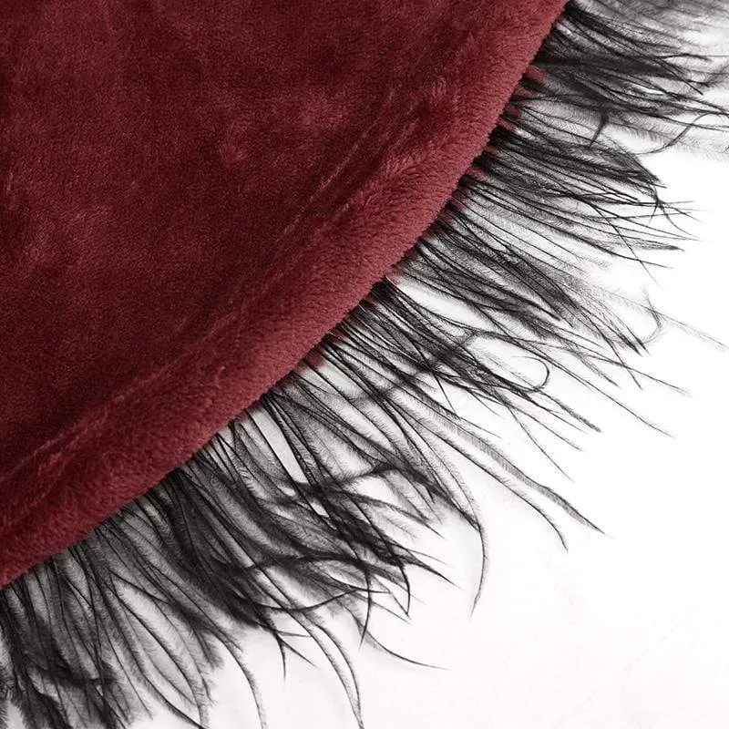 Damen Gothic Riemchen Umhang mit Kapuze Rot