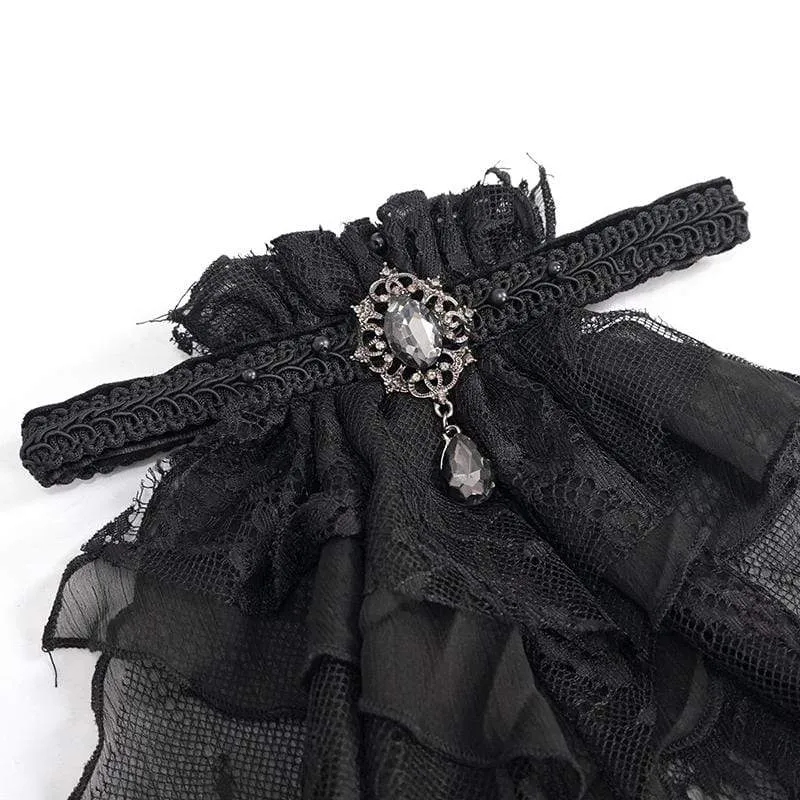 Damen Gothic Lace Multilayer Schwarz Neckwear