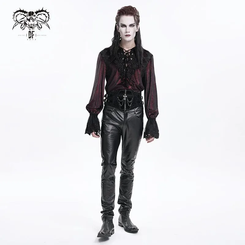 Gothic Krawatte mit Rautenmuster und Quasten für Herren