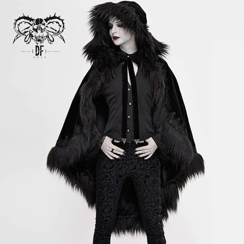 Damen Gothic Kunstpelz Velet Umhänge