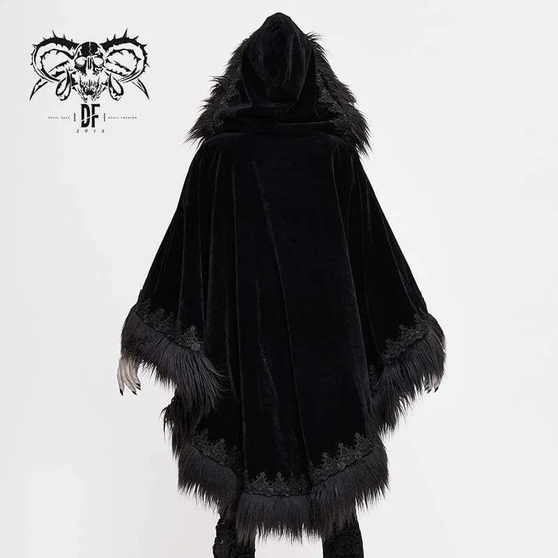 Damen Gothic Kunstpelz Velet Umhänge