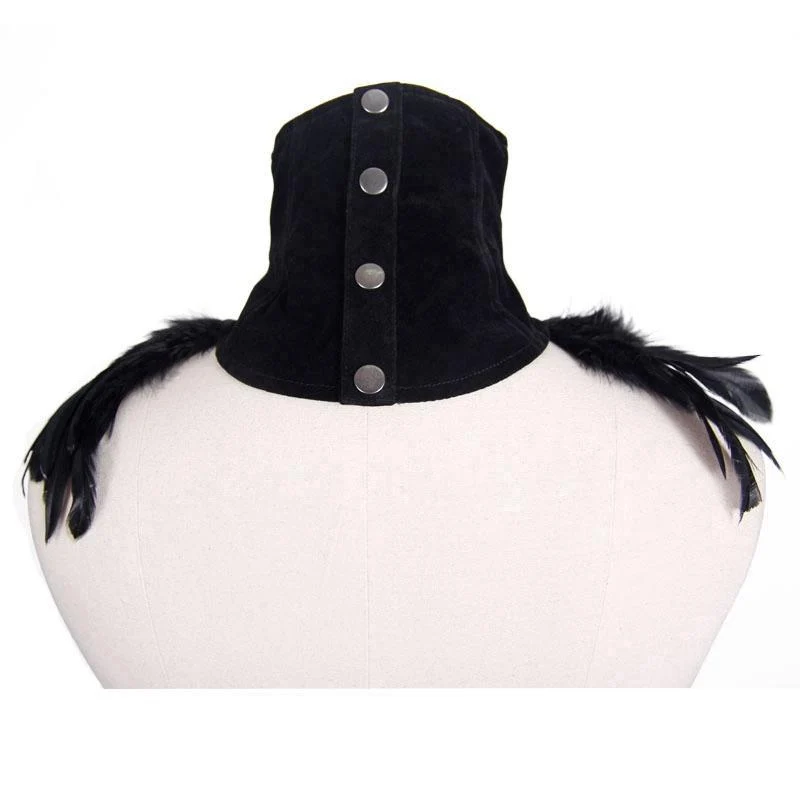 Damen Goth Velvet & Feather Kragen
