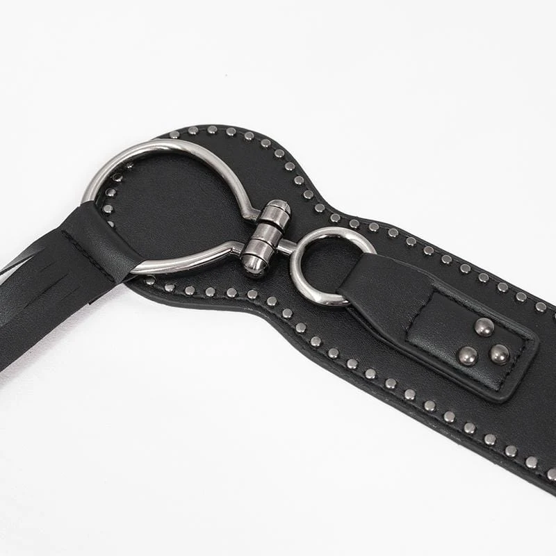 Damen Gothic Elastischer Quasten Kunstleder Gürtel