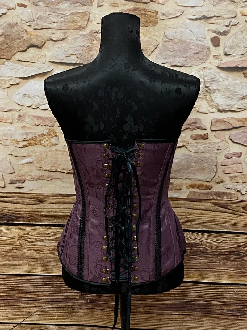 Steampunk Corsage Pflaume Gr. M mit goldenen Details