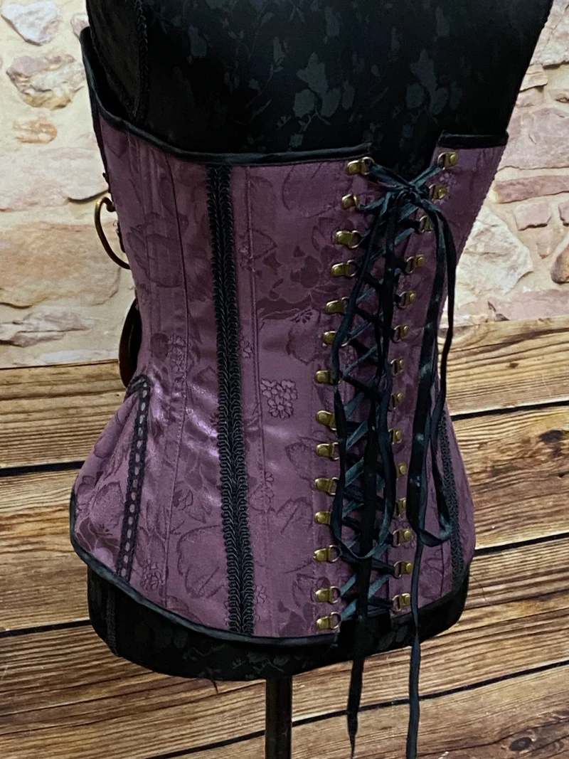 Steampunk Corsage Pflaume Gr. M mit goldenen Details