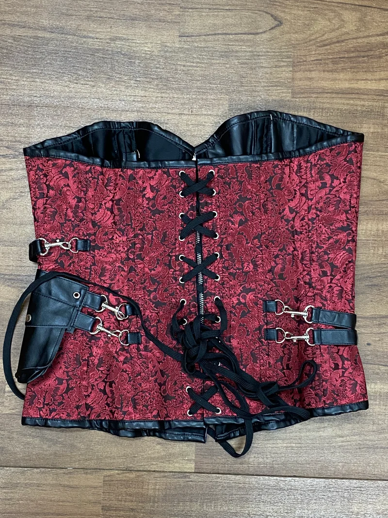 Steampunk Korsett Rot-Schwarz Gr. 42 mit Schnallen