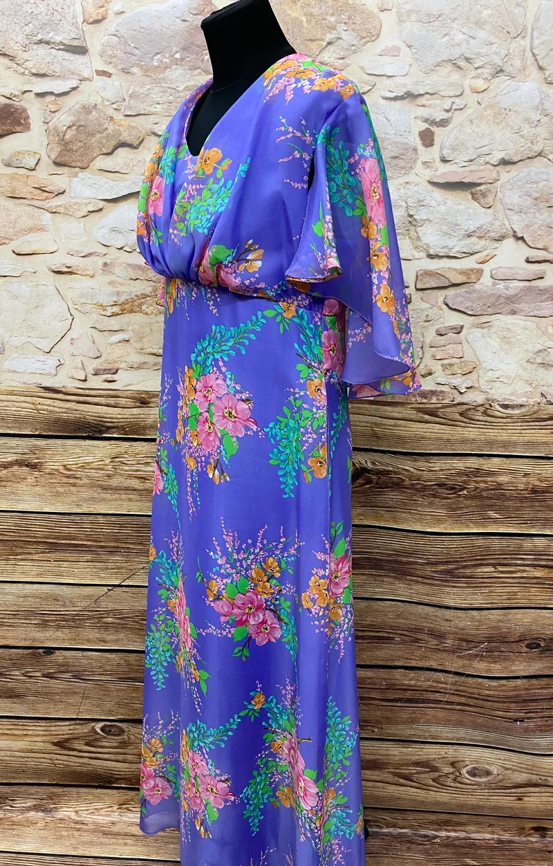 70er Jahre Maxi-Kleid True Vintage Original Gr.44