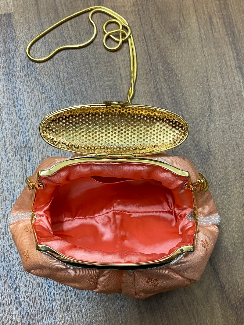 Kleine Abendtasche Handtasche Vintage lachsfarbend