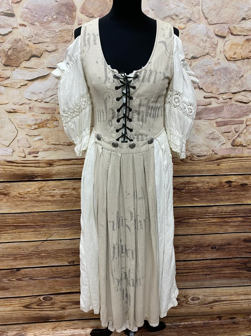 Optimale Überschrift Vintage Trachtenkleid Stockerpoint Leinen natur Gr. 38