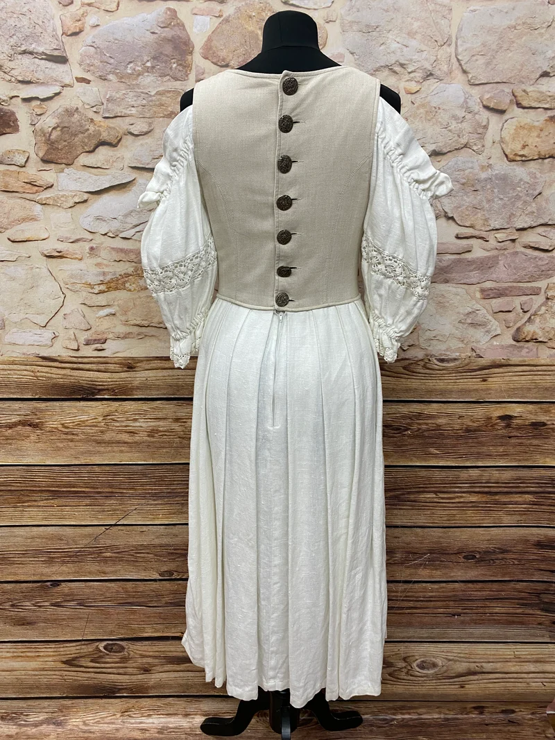 Optimale Überschrift Vintage Trachtenkleid Stockerpoint Leinen natur Gr. 38
