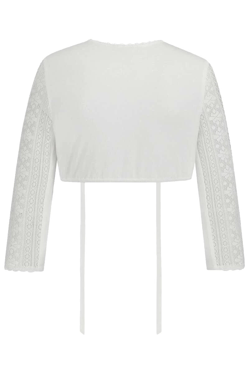 Hochgeschlossene Dirndlbluse aus Baumwolle mit Spitze