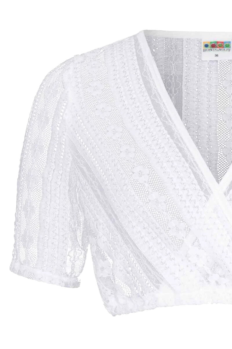 Dirndlbluse Spitze V-Auscchnitt