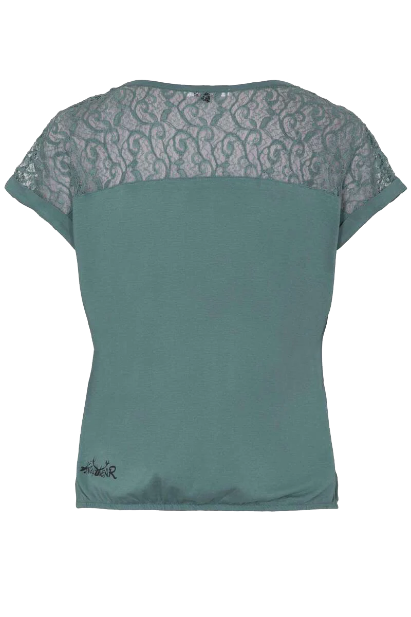 Damen Trachtenshirt mit Spitze und Hirschmotiv