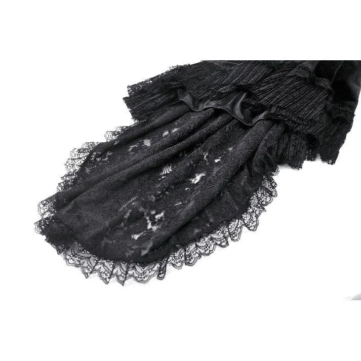 Damen-Gothic-Kleid aus Samt mit hohem/niedrigem Spitzenspleiß