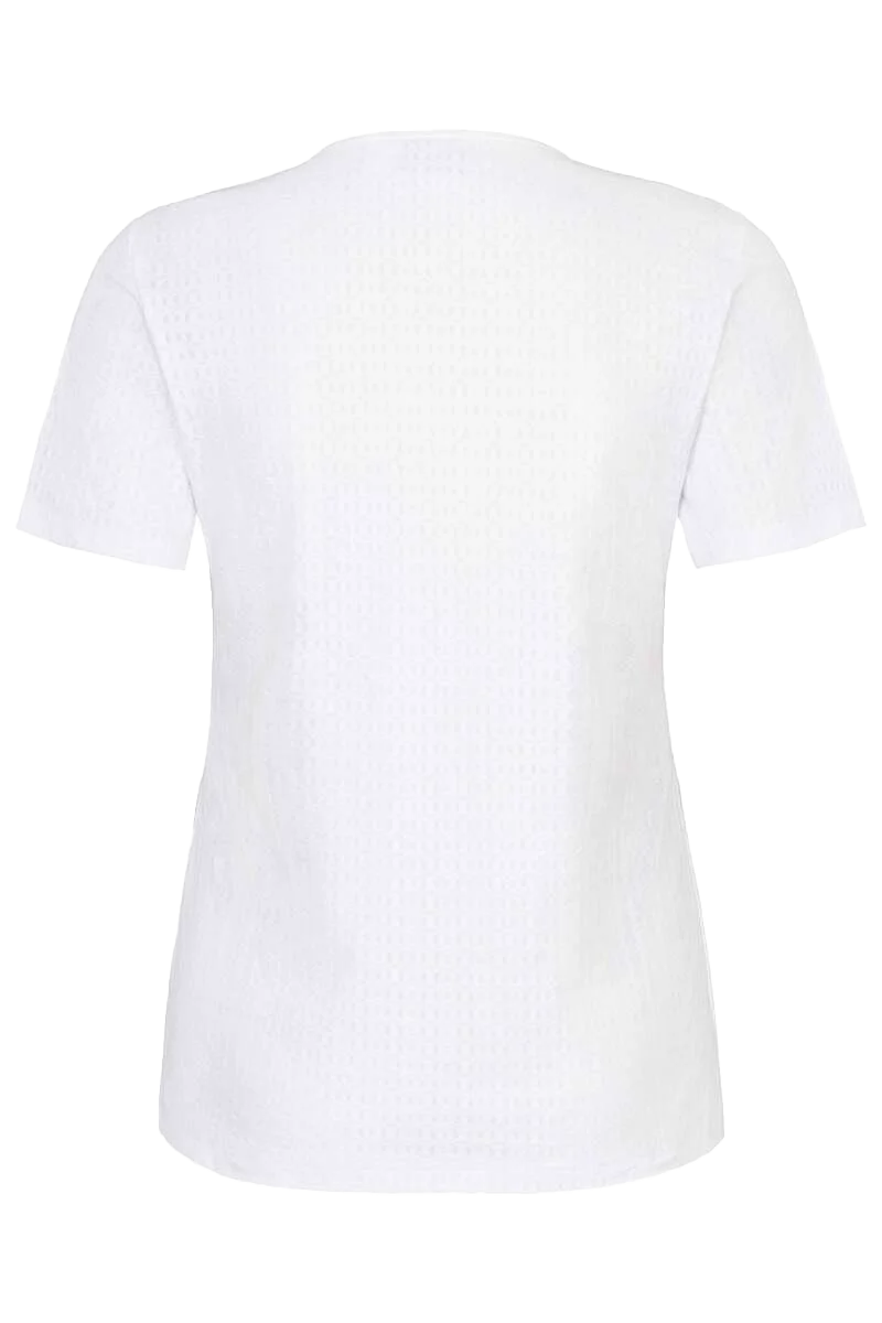 Damen Bluse mit Rundhalsausschnitt und Zierknopf