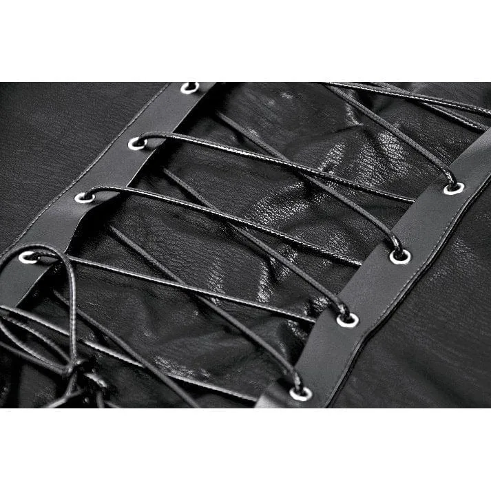 Damen Punk Straps Diagonal Zipper Kunstleder Weste