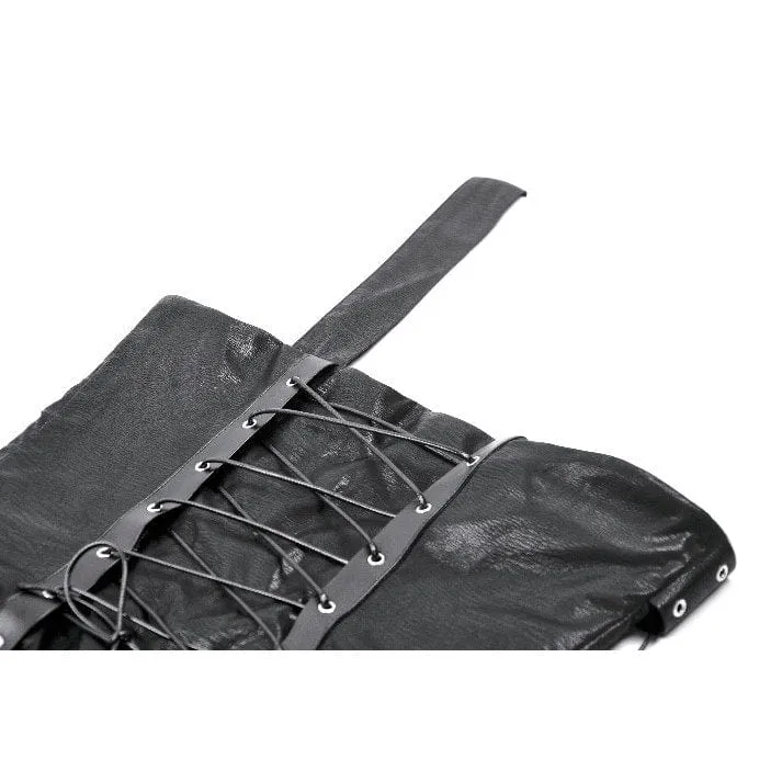Damen Punk Straps Diagonal Zipper Kunstleder Weste