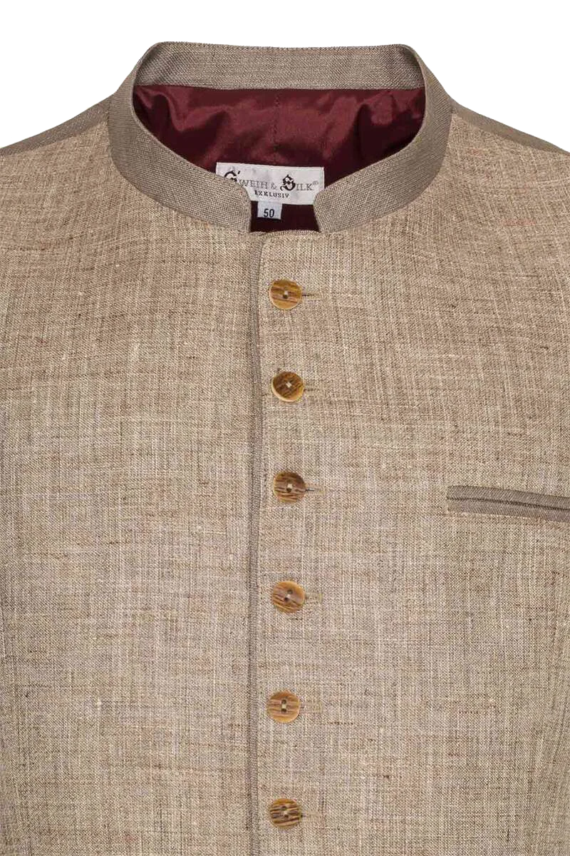Herren Leinen Trachtenweste Leinen