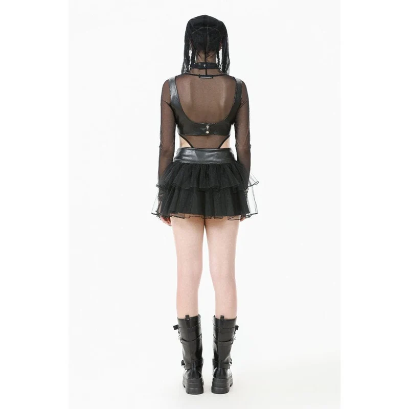 Damen-Bustier aus Kunstleder mit Punk-Nieten