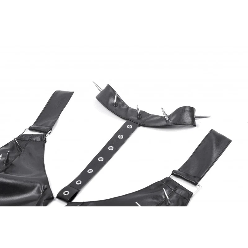 Damen-Bustier aus Kunstleder mit Punk-Nieten