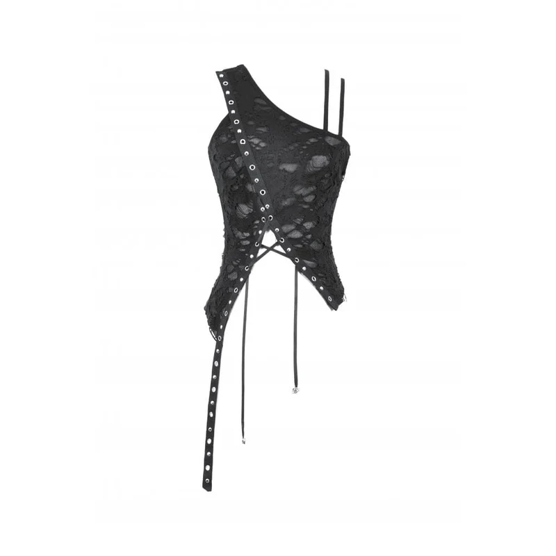 Punk-Tanktop mit zerrissenem asymmetrischem Saum für Damen