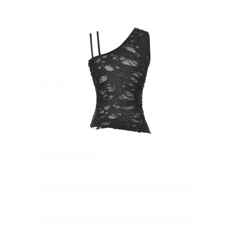 Punk-Tanktop mit zerrissenem asymmetrischem Saum für Damen