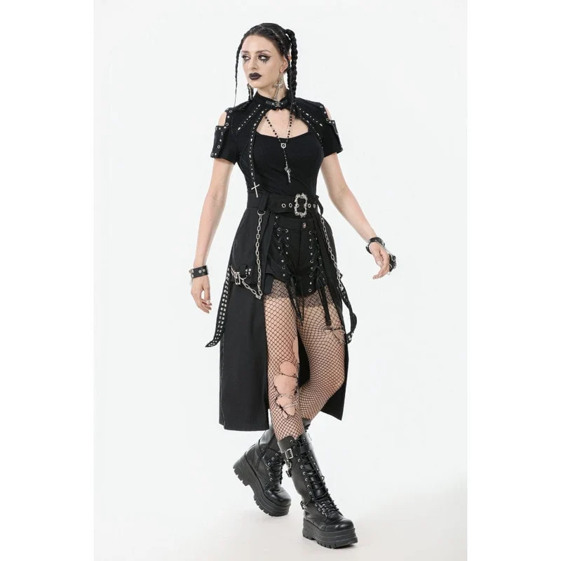 Damen Punk Metall Kettengürtel mit Riemen