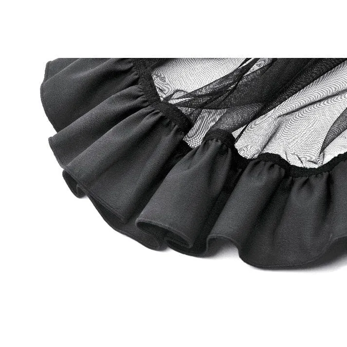 Punk-Rock aus Kunstleder mit mehrlagigen Trägern und hohem/niedrigem Netzstoff für Damen