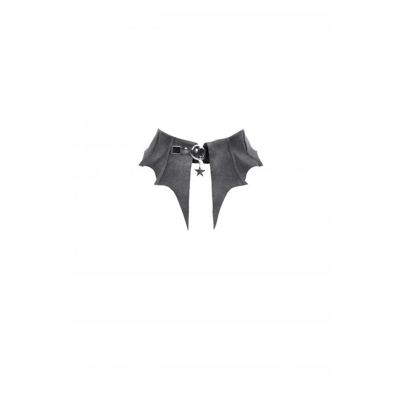 Damen Punk Batwing O-Ring Kunstleder Halsband