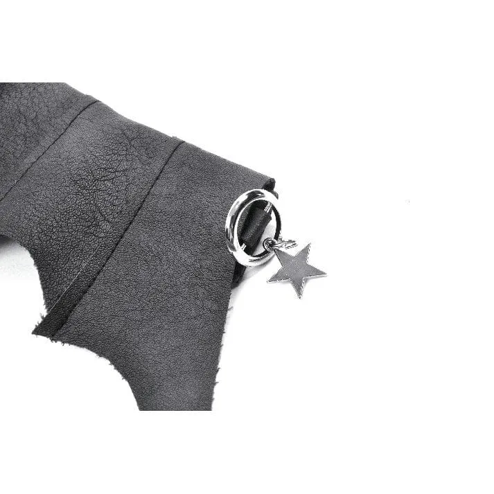 Damen Punk Batwing O-Ring Kunstleder Halsband