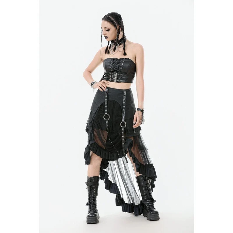 Damen Punk Schnürriemen Kunstleder Bustier
