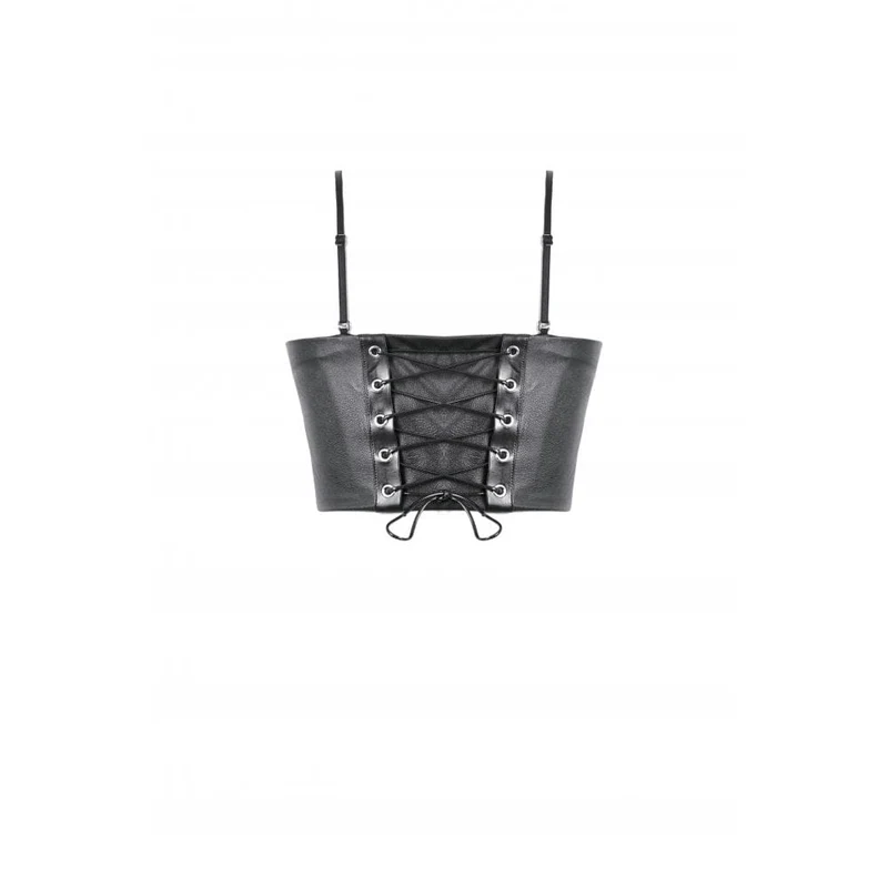 Damen Punk Schnürriemen Kunstleder Bustier
