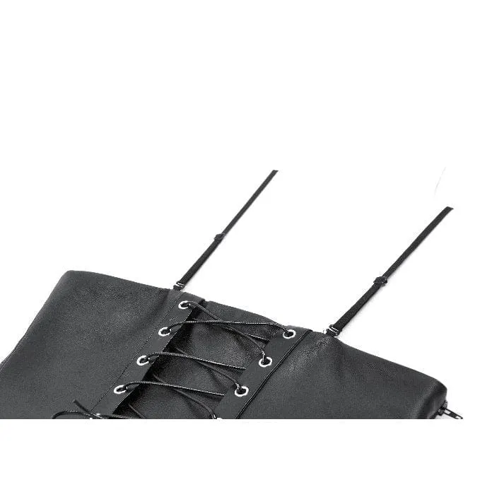 Damen Punk Schnürriemen Kunstleder Bustier
