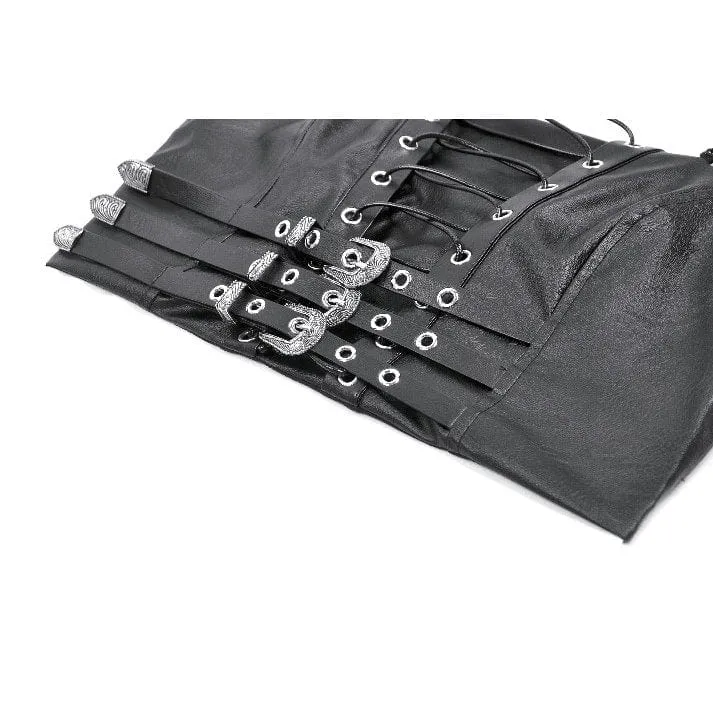 Damen Punk Schnürriemen Kunstleder Bustier
