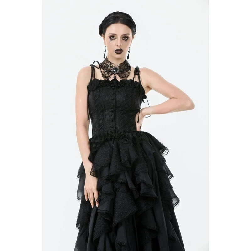Gothic-Blumen-Jacquard-Tanktop für Damen