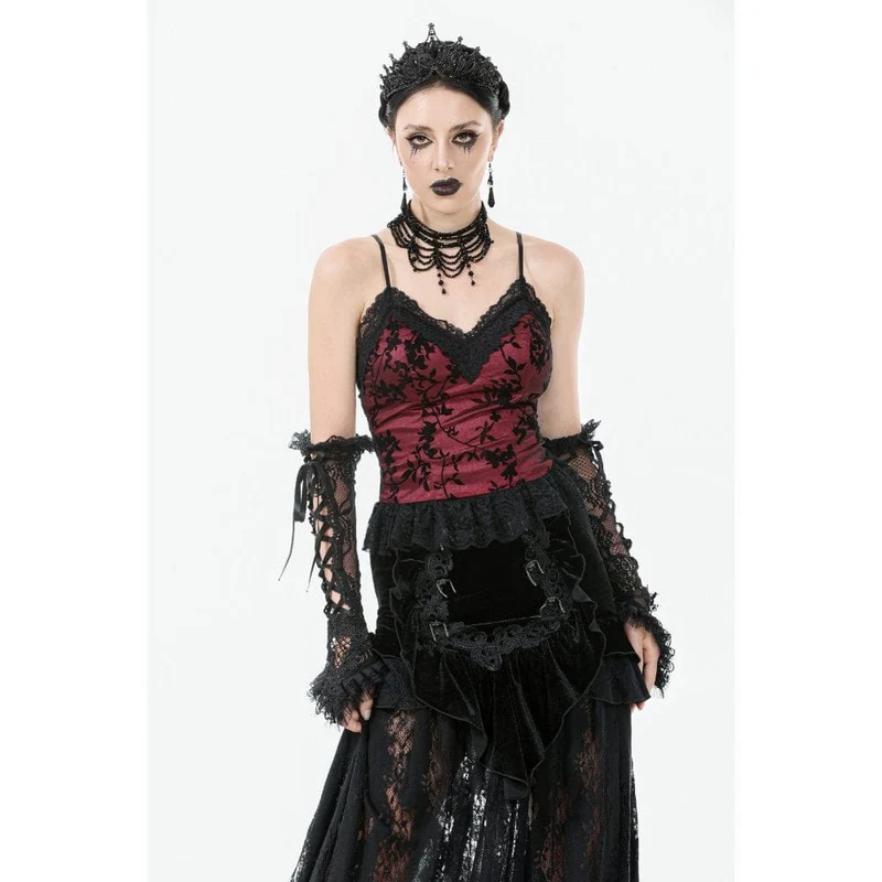 Gothic-Tanktop mit Blumenspitze für Damen