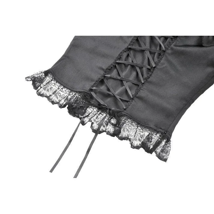 Gothic-Spitzentop mit Rüschen und quadratischem Kragen für Damen