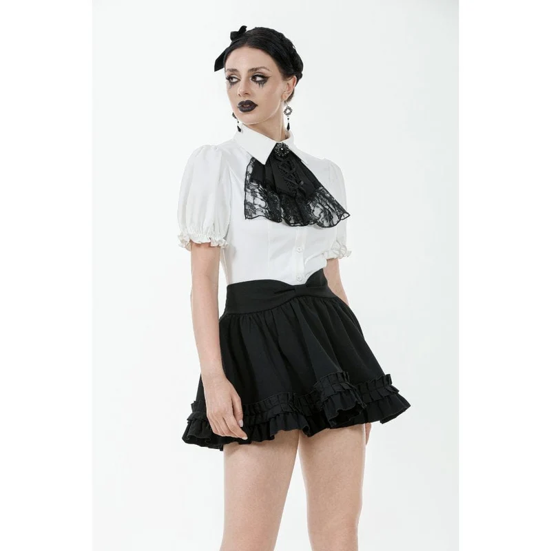 Gothic-Hemd mit Puffärmeln und Spitzenfliege für Damen
