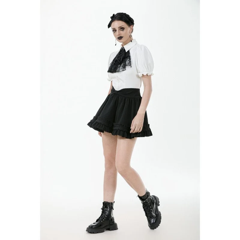 Gothic-Hemd mit Puffärmeln und Spitzenfliege für Damen