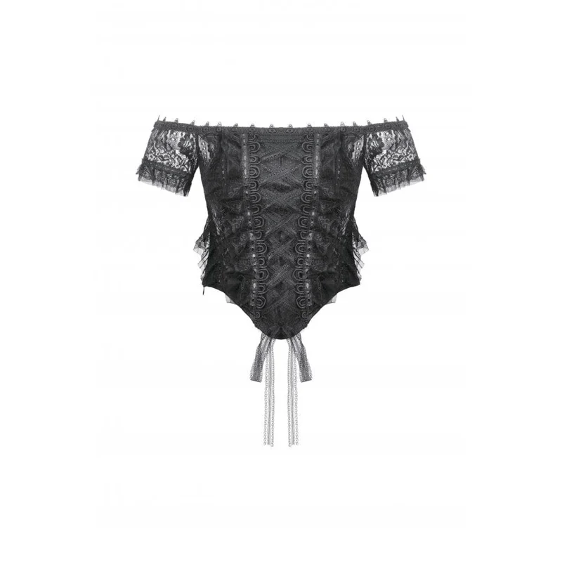 Gothic-Top mit schulterfreiem Rüschen und Spitze für Damen