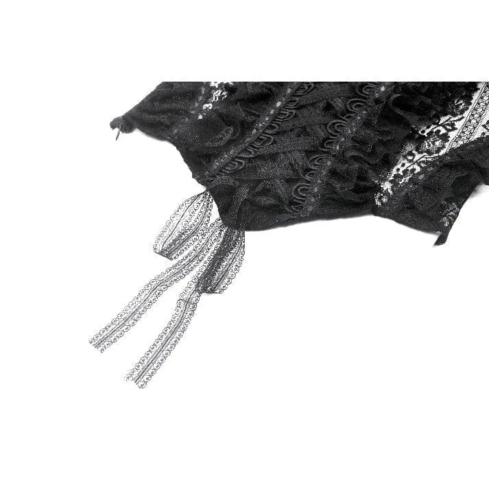 Gothic-Top mit schulterfreiem Rüschen und Spitze für Damen