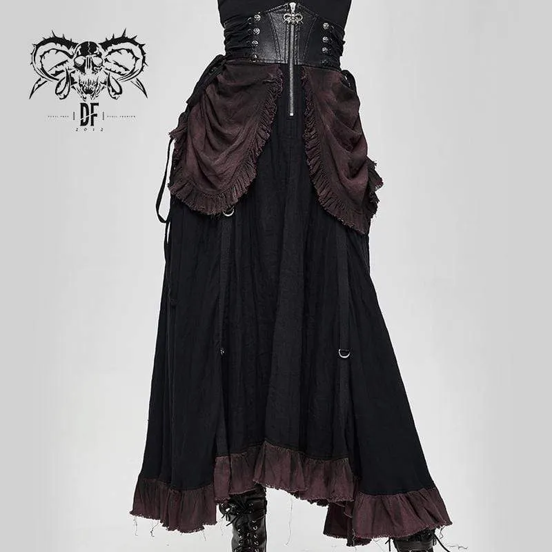 Vintage Vintage hoch taillierte wunderschöne Muti-Layered Rüschen Röcke Kleider